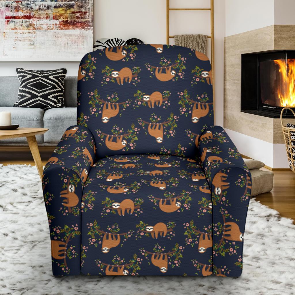 Sloth flower Design Themed Print Single Sofa Slipcover -JTAMIGO.COM