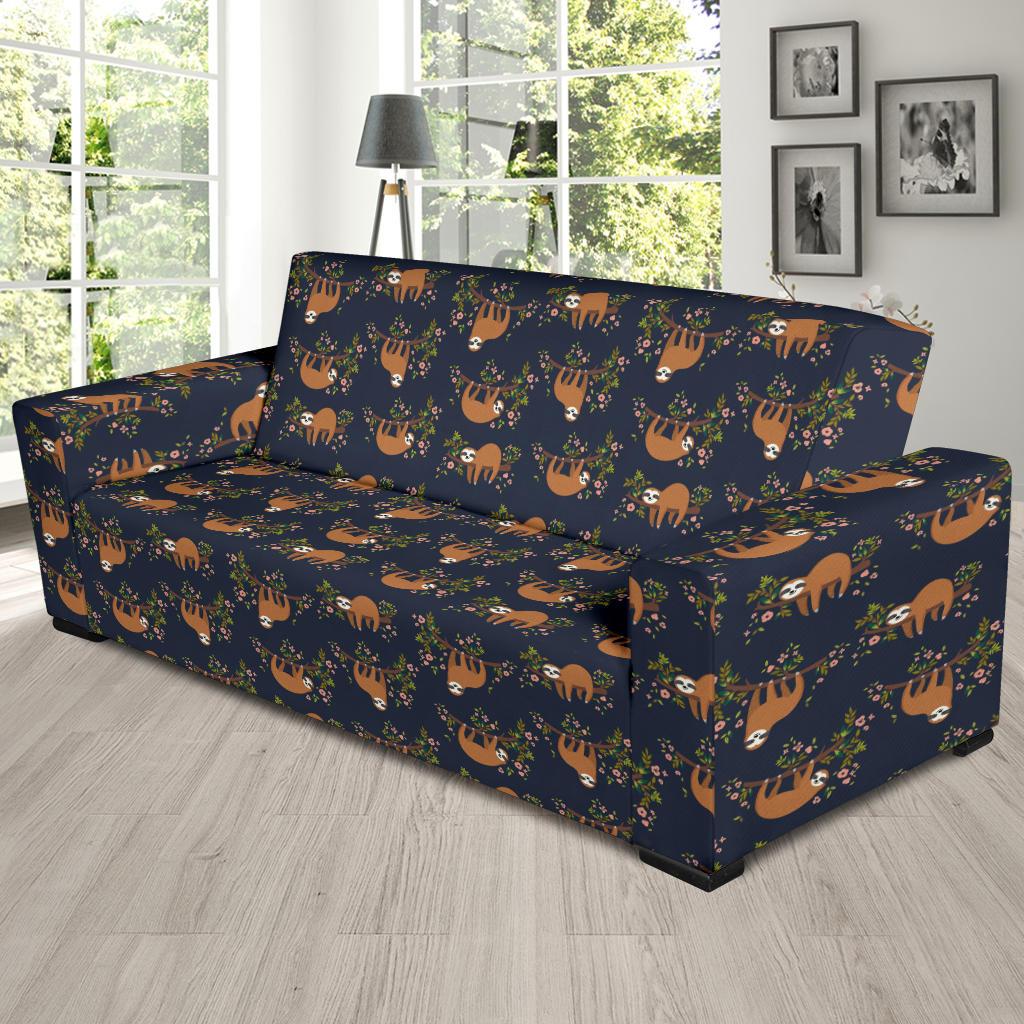 Sloth flower Design Themed Print Sofa Slipcover-JTAMIGO.COM