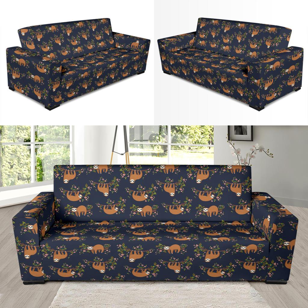 Sloth flower Design Themed Print Sofa Slipcover-JTAMIGO.COM