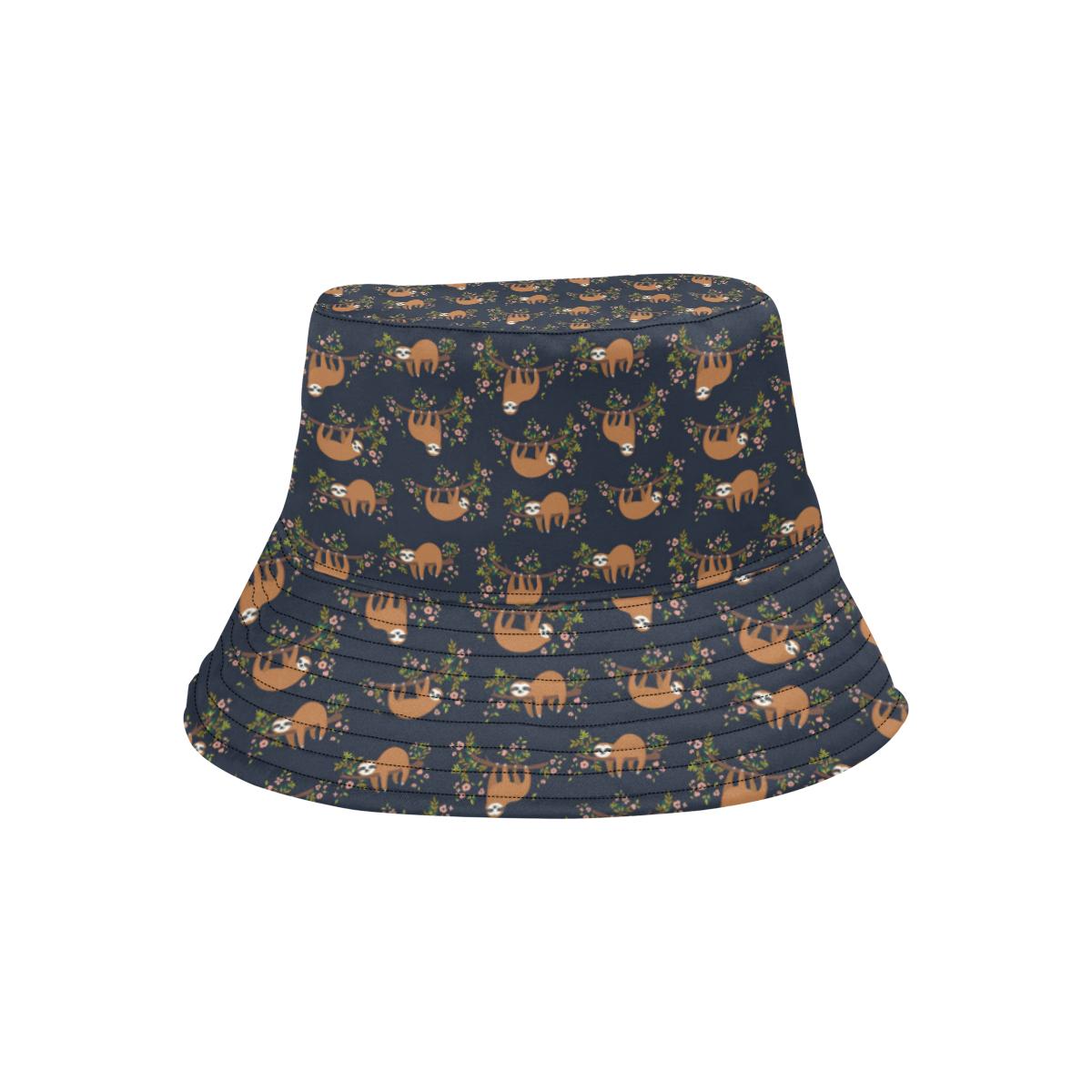 Sloth flower Design Themed Print Unisex Bucket Hat