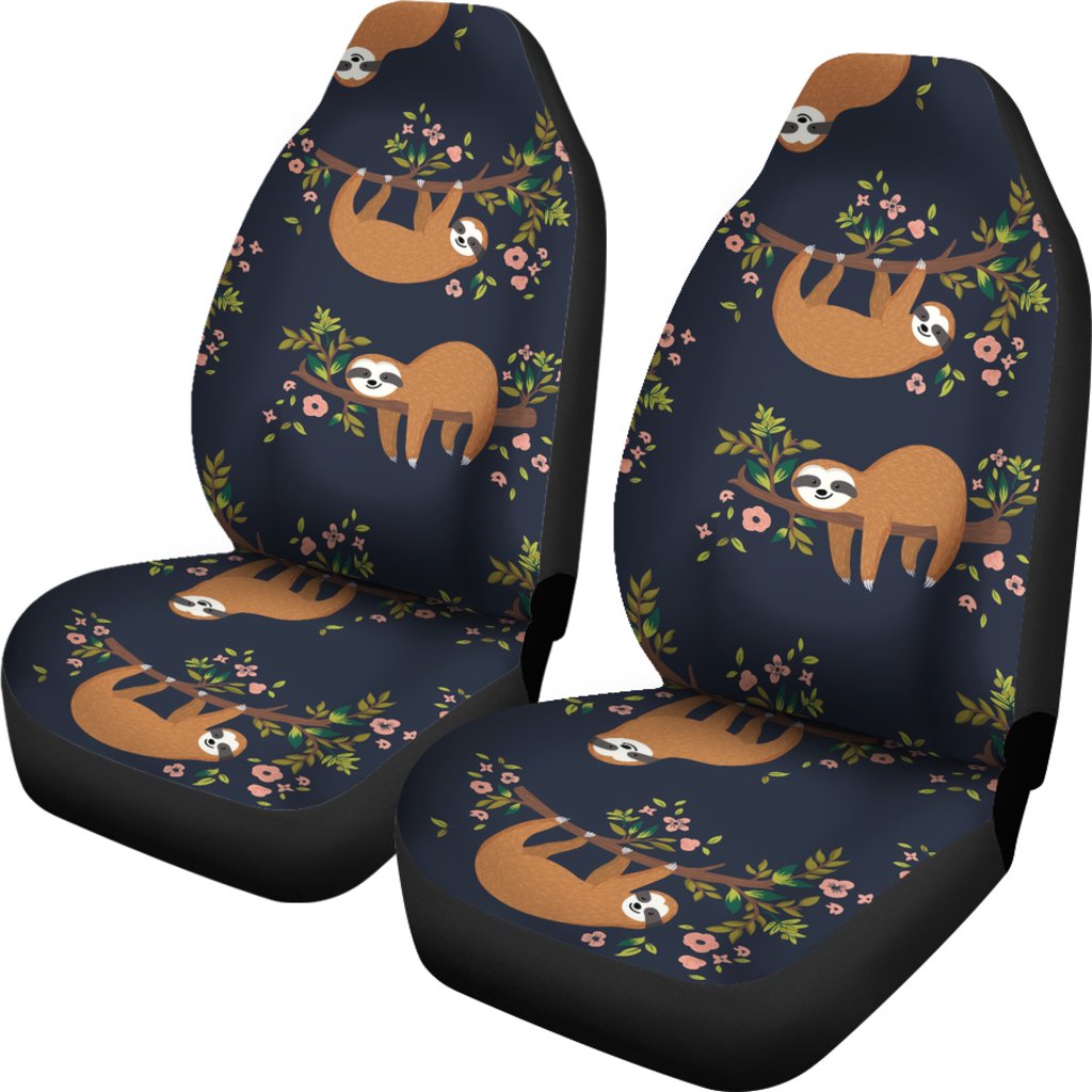 Sloth flower Design Themed Print Universal Fit Car Seat Covers