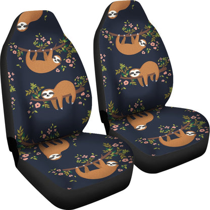 Sloth flower Design Themed Print Universal Fit Car Seat Covers