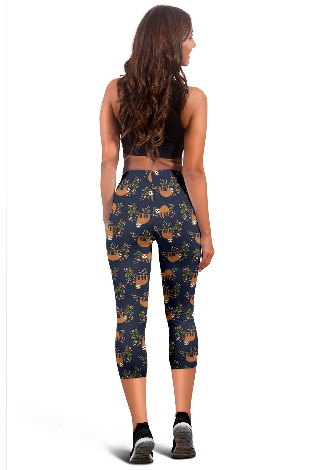 Sloth flower Design Themed Print Women Capris