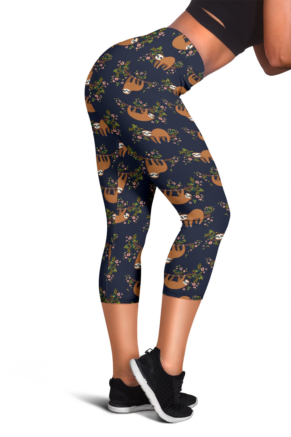 Sloth flower Design Themed Print Women Capris