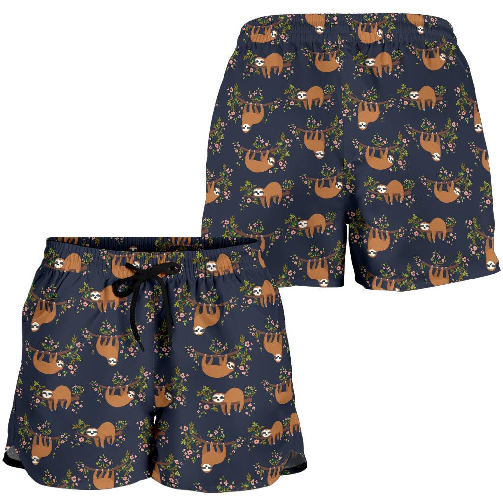 Sloth flower Design Themed Print Women Shorts-JTAMIGO.COM