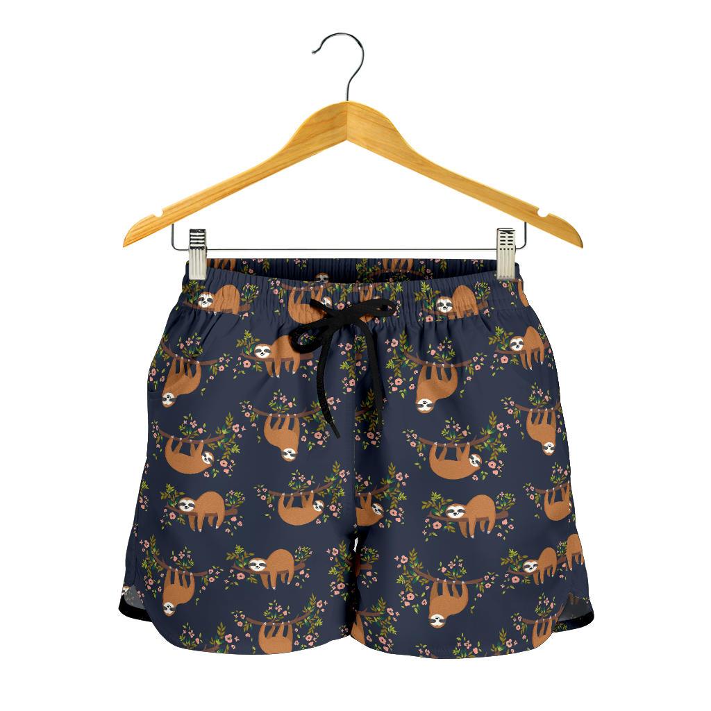 Sloth flower Design Themed Print Women Shorts-JTAMIGO.COM