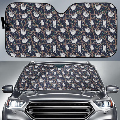 Sloth Happy Design Themed Print Car Sun Shade For Windshield