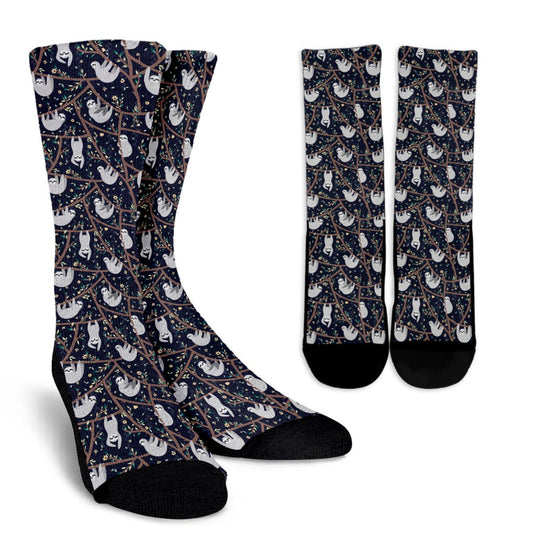 Sloth Happy Design Themed Print Crew Socks