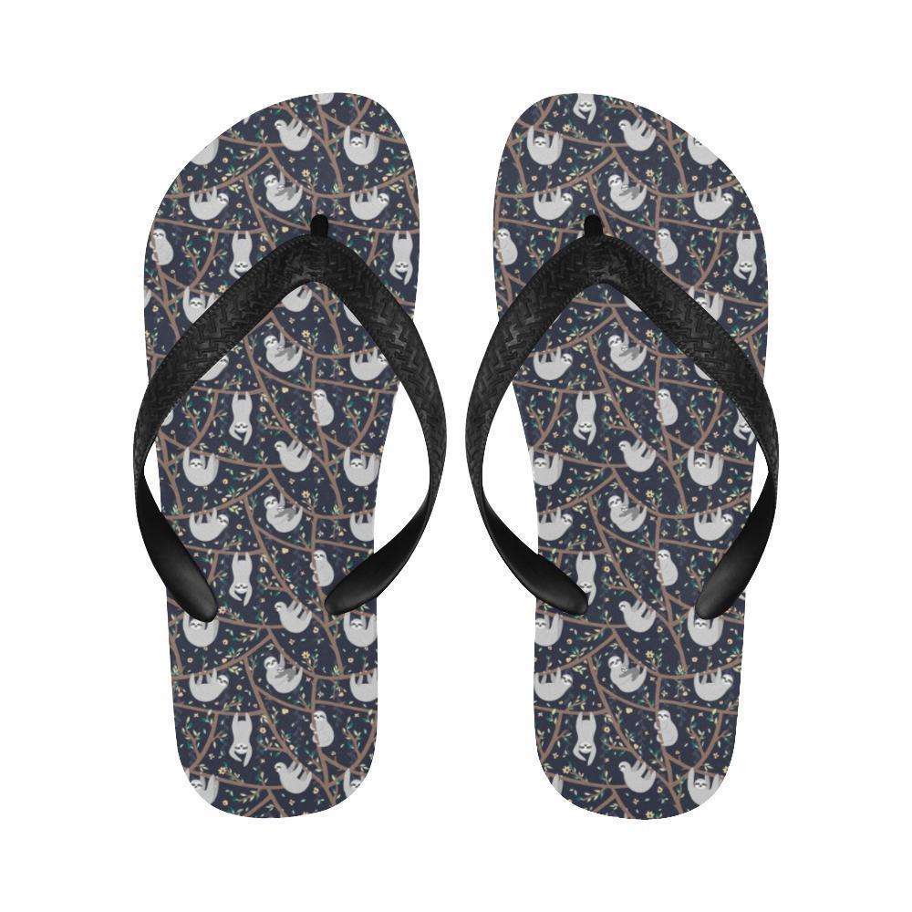Sloth Happy Design Themed Print Flip Flops-JTAMIGO.COM