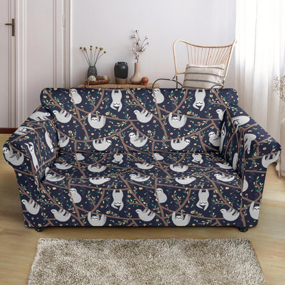 Sloth Happy Design Themed Print Loveseat Slipcover-JTAMIGO.COM