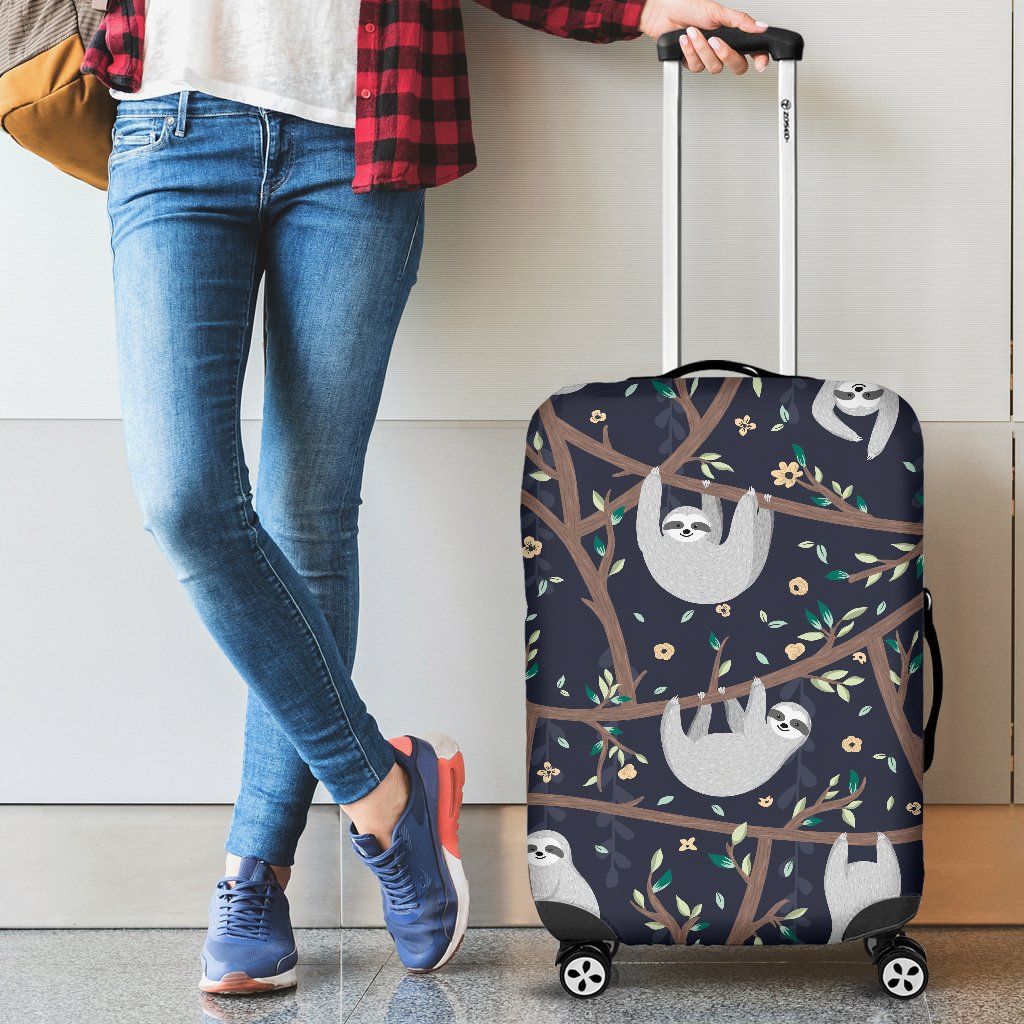 Sloth Happy Design Themed Print Luggage Cover Protector