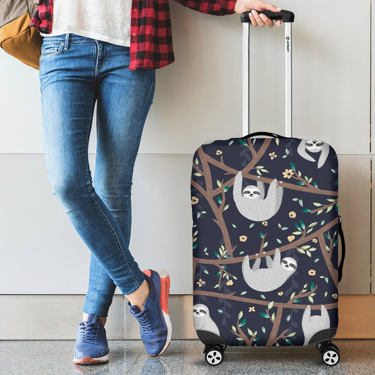 Sloth Happy Design Themed Print Luggage Cover Protector