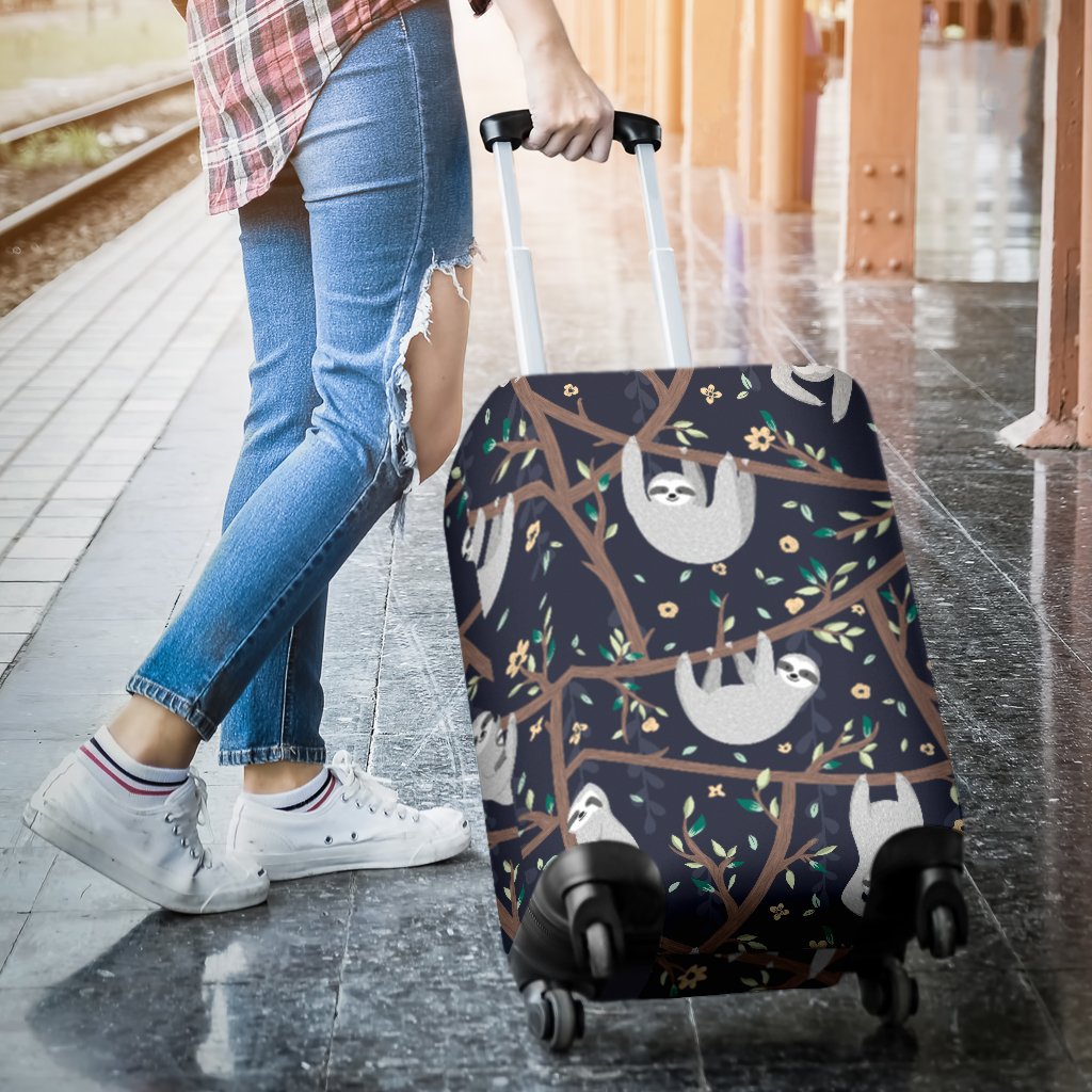 Sloth Happy Design Themed Print Luggage Cover Protector