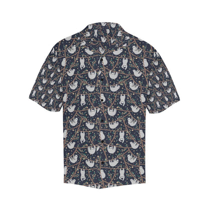 Sloth Happy Design Themed Print Men Aloha Hawaiian Shirt