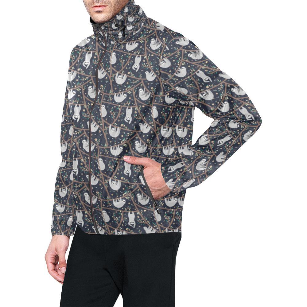 Sloth Happy Design Themed Print Men Windbreaker Jacket-JTAMIGO.COM