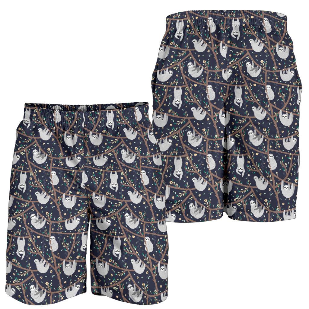 Sloth Happy Design Themed Print Mens Shorts-JTAMIGO.COM