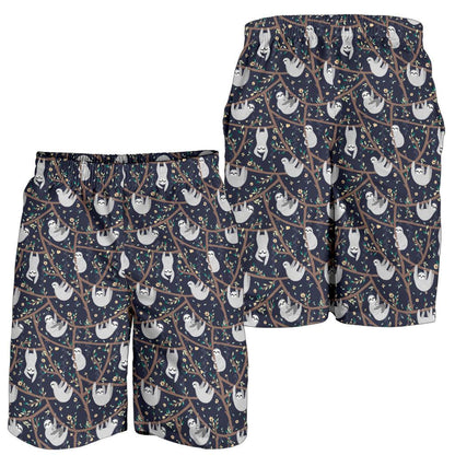 Sloth Happy Design Themed Print Mens Shorts-JTAMIGO.COM