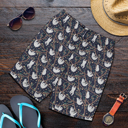 Sloth Happy Design Themed Print Mens Shorts-JTAMIGO.COM