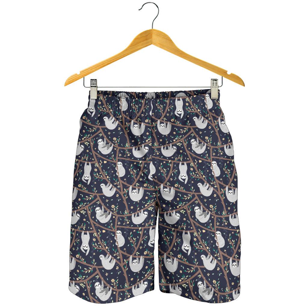Sloth Happy Design Themed Print Mens Shorts-JTAMIGO.COM