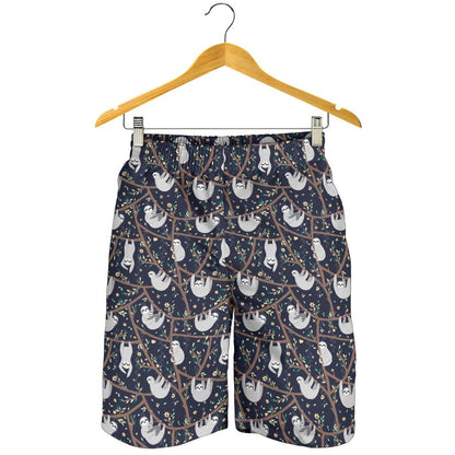Sloth Happy Design Themed Print Mens Shorts-JTAMIGO.COM