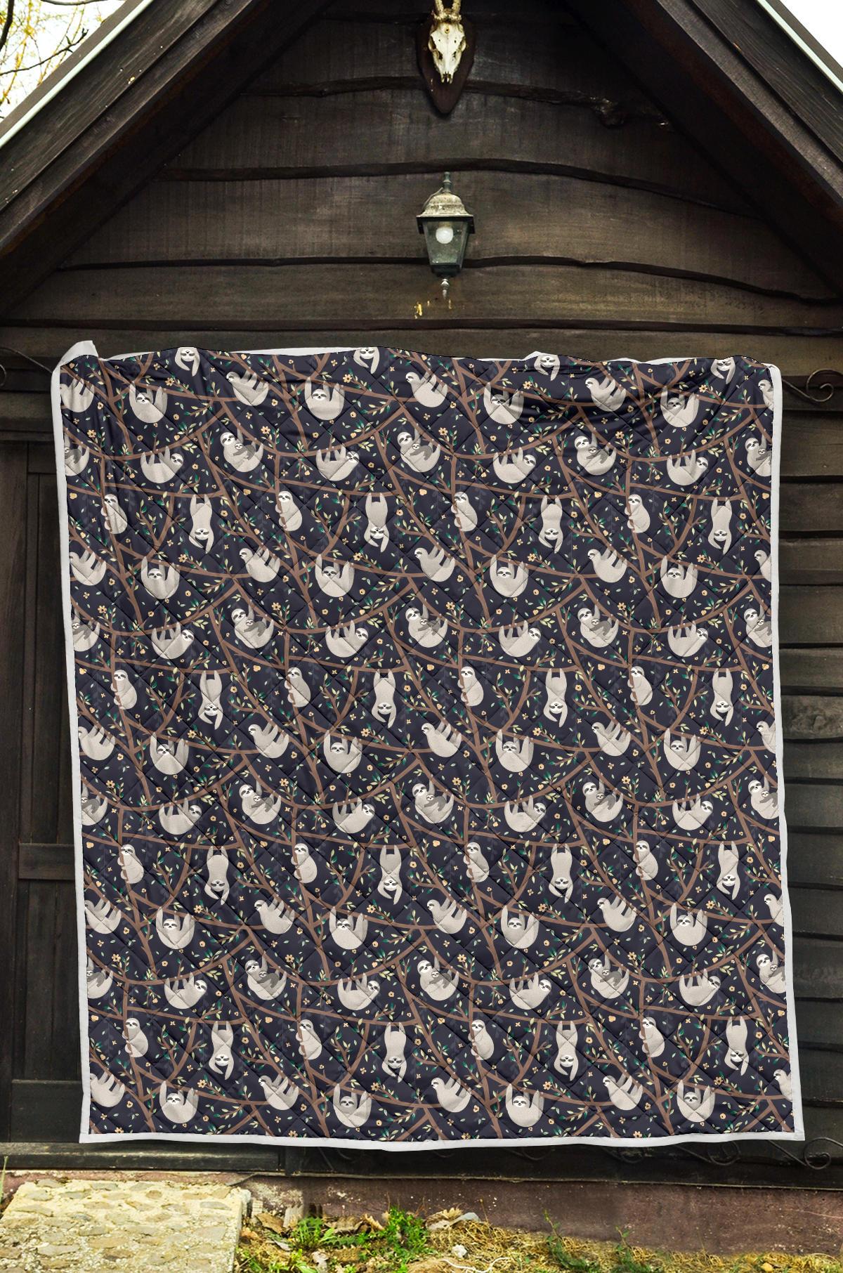 Sloth Happy Design Themed Print Premium Quilt-JTAMIGO.COM