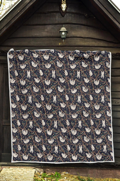 Sloth Happy Design Themed Print Premium Quilt-JTAMIGO.COM