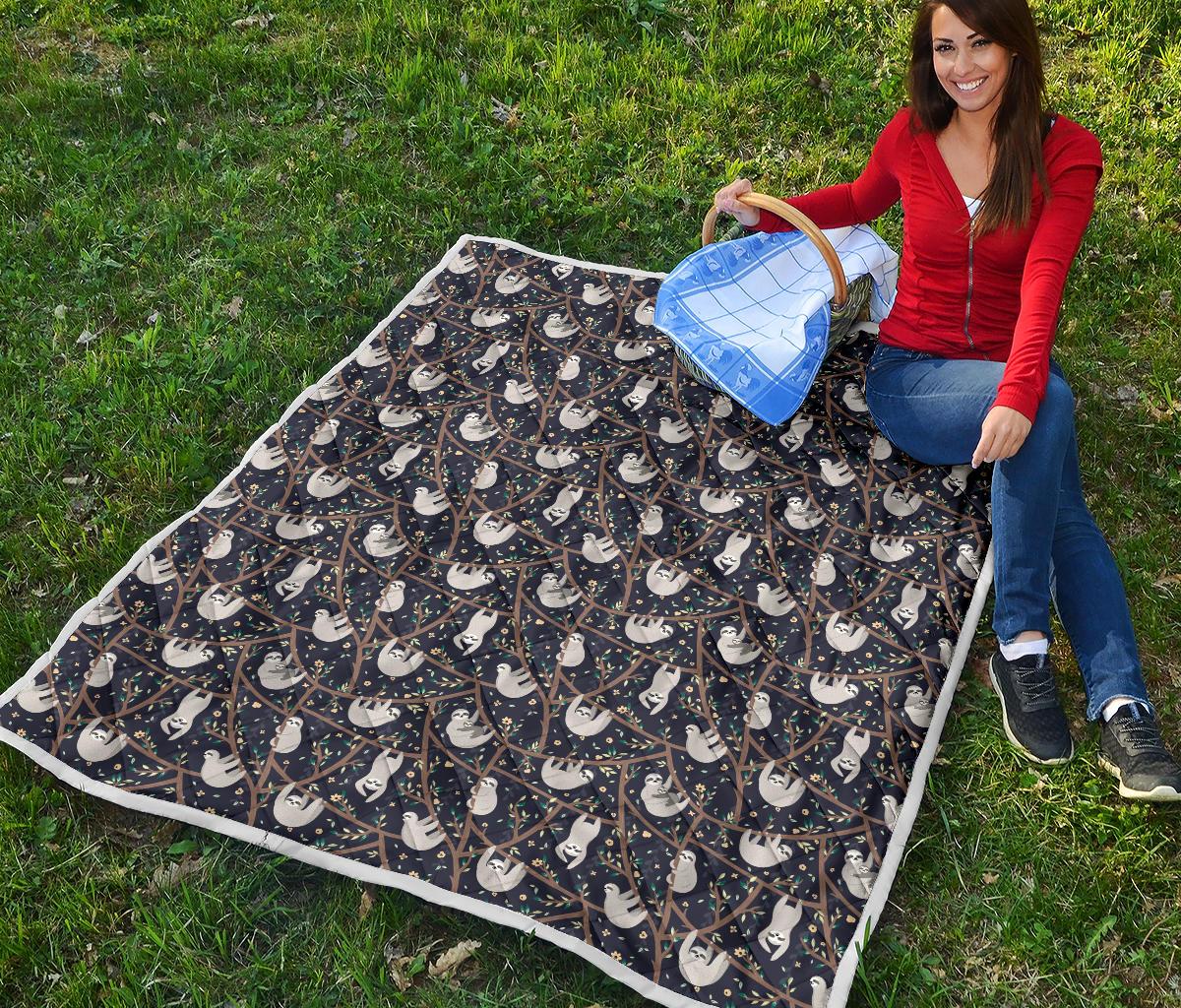 Sloth Happy Design Themed Print Premium Quilt-JTAMIGO.COM