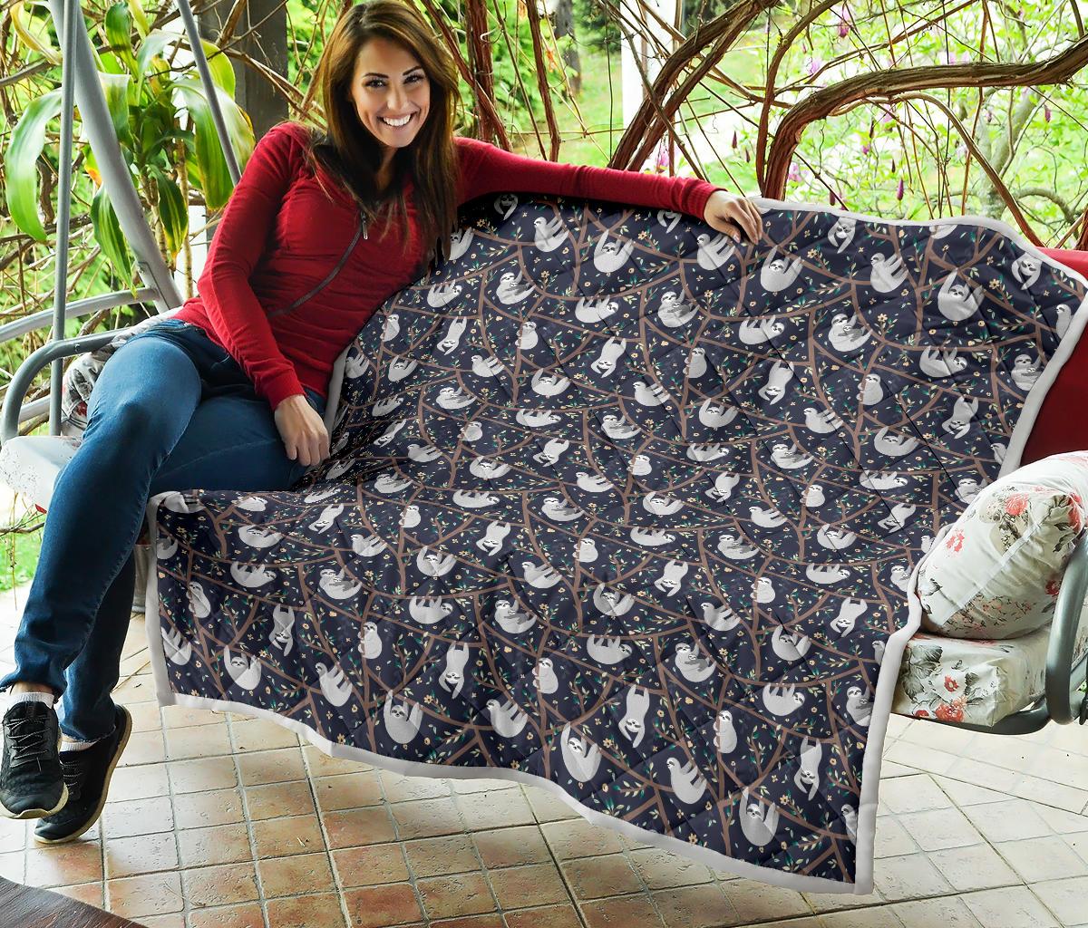 Sloth Happy Design Themed Print Premium Quilt-JTAMIGO.COM