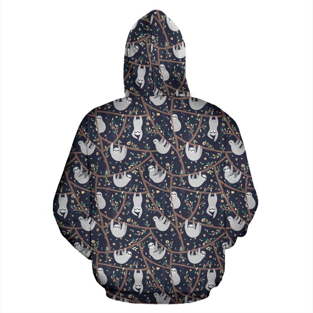 Sloth Happy Design Themed Print Pullover Hoodie