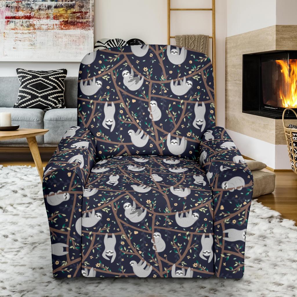 Sloth Happy Design Themed Print Single Sofa Slipcover -JTAMIGO.COM