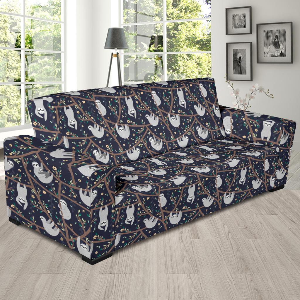 Sloth Happy Design Themed Print Sofa Slipcover-JTAMIGO.COM