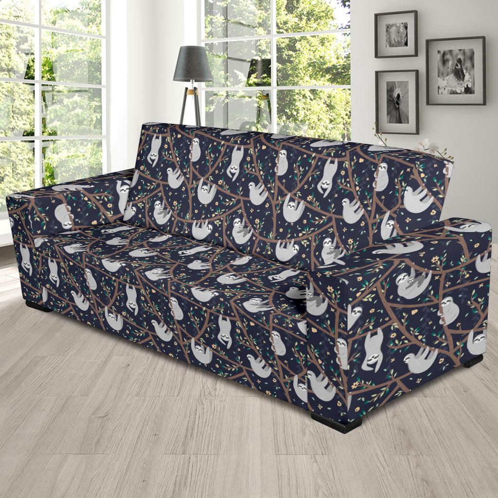 Sloth Happy Design Themed Print Sofa Slipcover-JTAMIGO.COM