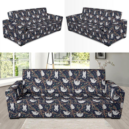 Sloth Happy Design Themed Print Sofa Slipcover-JTAMIGO.COM