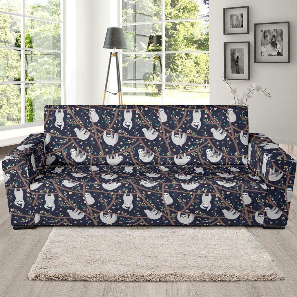 Sloth Happy Design Themed Print Sofa Slipcover-JTAMIGO.COM