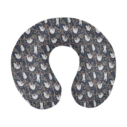 Sloth Happy Design Themed Print U-Shaped Travel Neck Pillow-JTAMIGO.COM