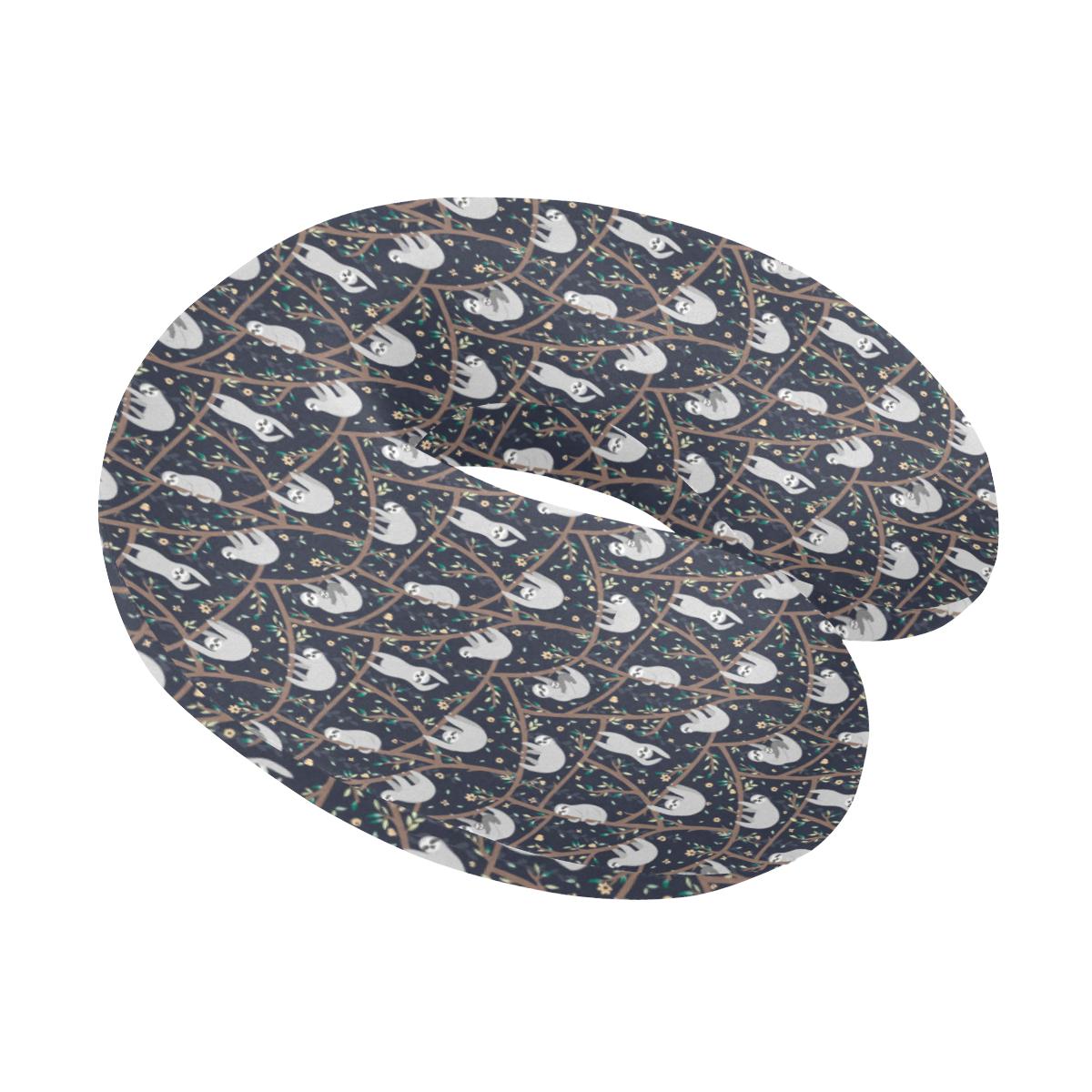 Sloth Happy Design Themed Print U-Shaped Travel Neck Pillow-JTAMIGO.COM