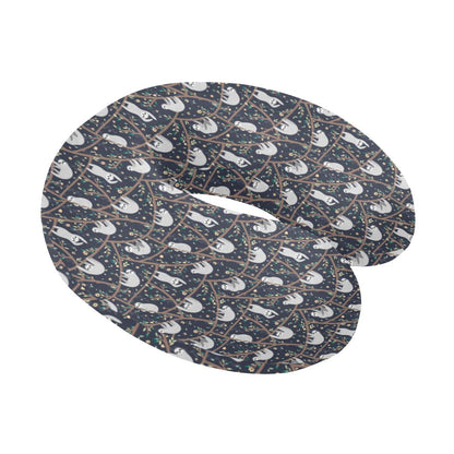 Sloth Happy Design Themed Print U-Shaped Travel Neck Pillow-JTAMIGO.COM