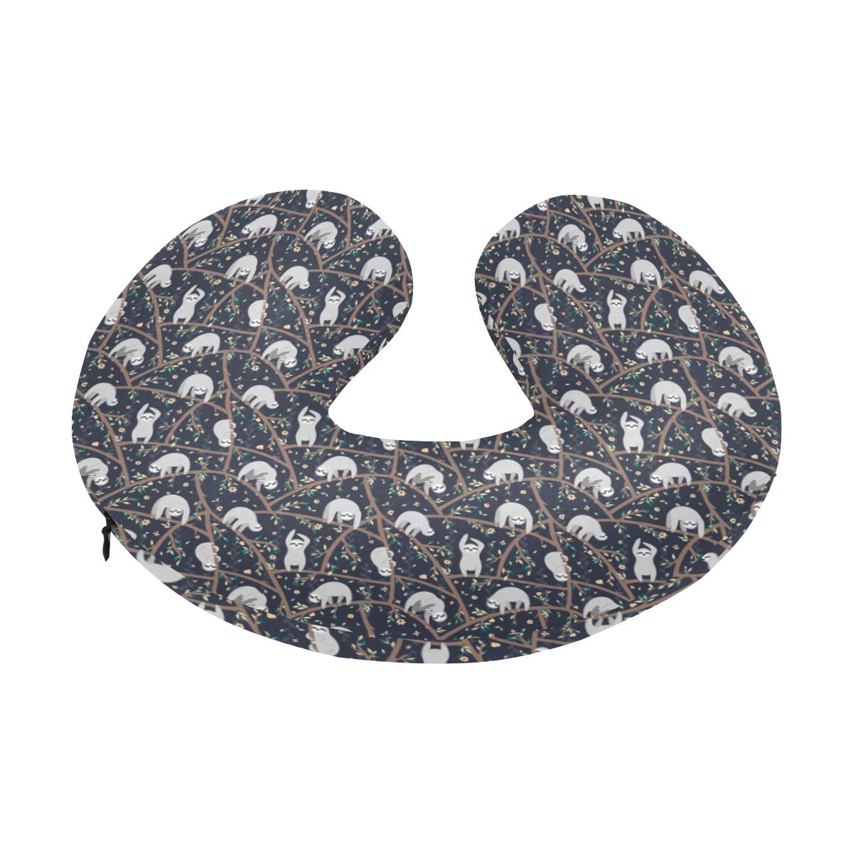 Sloth Happy Design Themed Print U-Shaped Travel Neck Pillow-JTAMIGO.COM