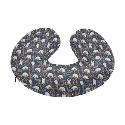 Sloth Happy Design Themed Print U-Shaped Travel Neck Pillow-JTAMIGO.COM