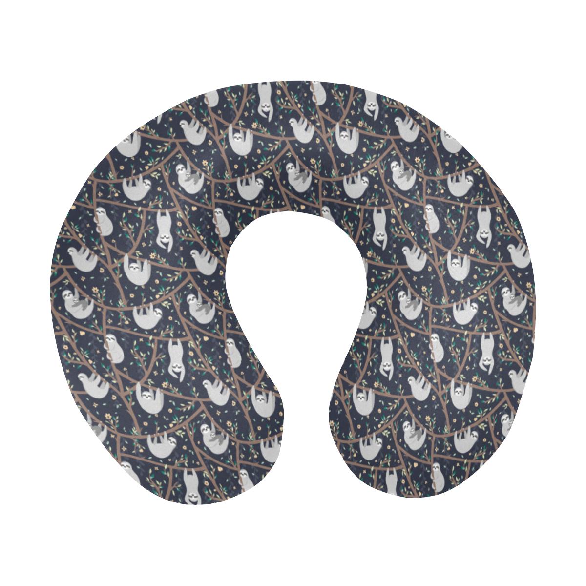 Sloth Happy Design Themed Print U-Shaped Travel Neck Pillow-JTAMIGO.COM