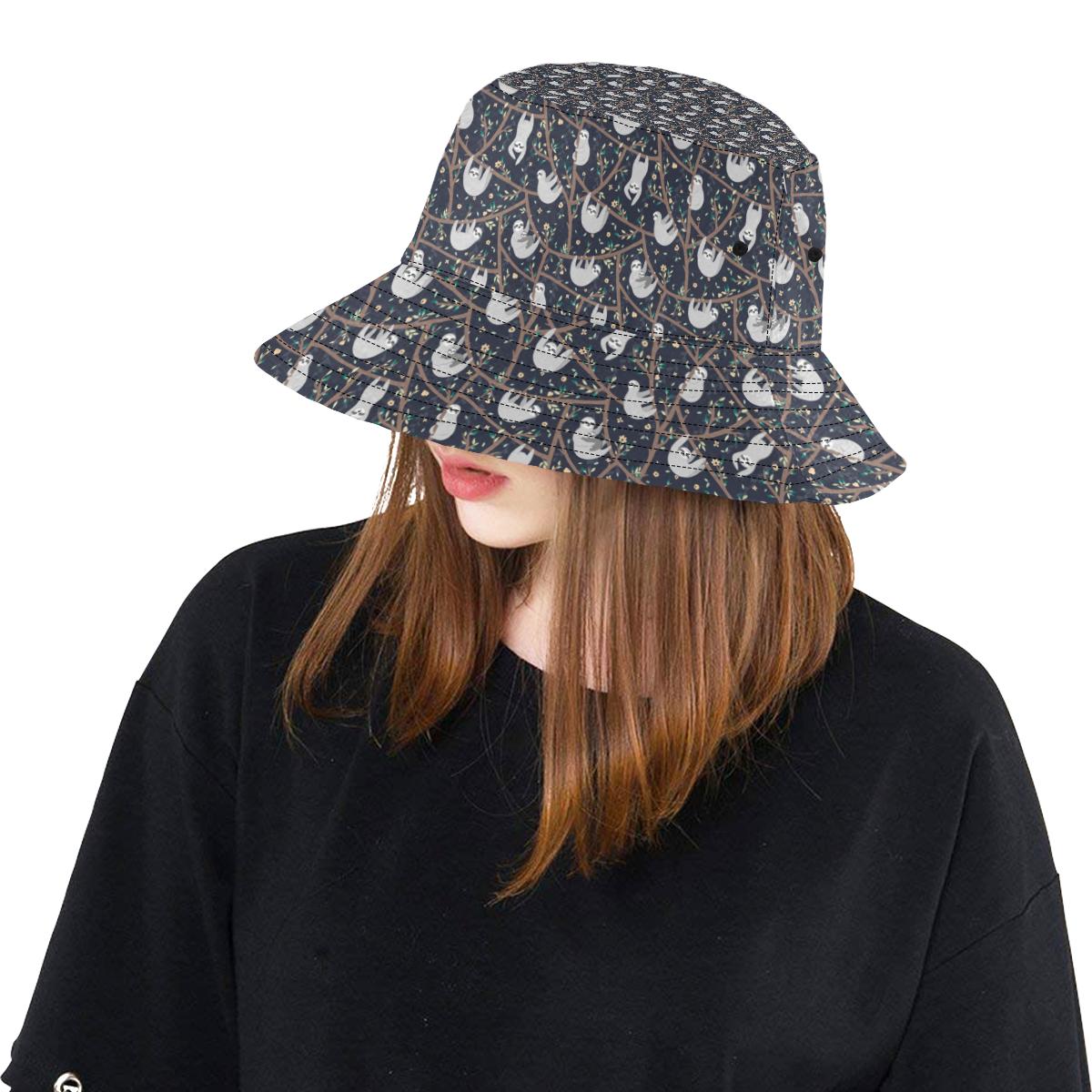 Sloth Happy Design Themed Print Unisex Bucket Hat