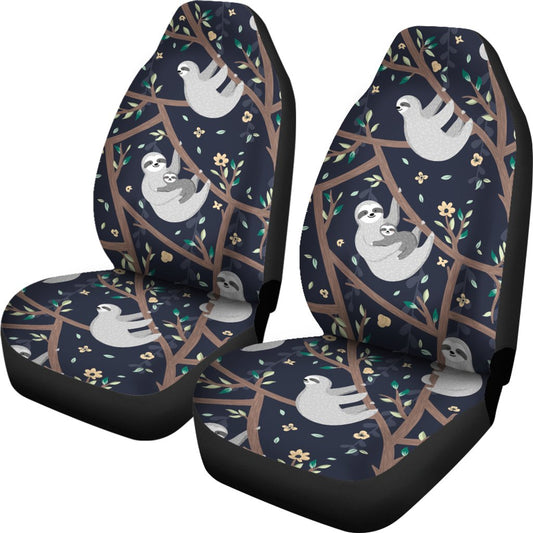Sloth Happy Design Themed Print Universal Fit Car Seat Covers