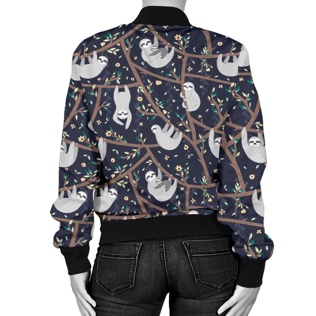 Sloth Happy Design Themed Print Women Casual Bomber Jacket