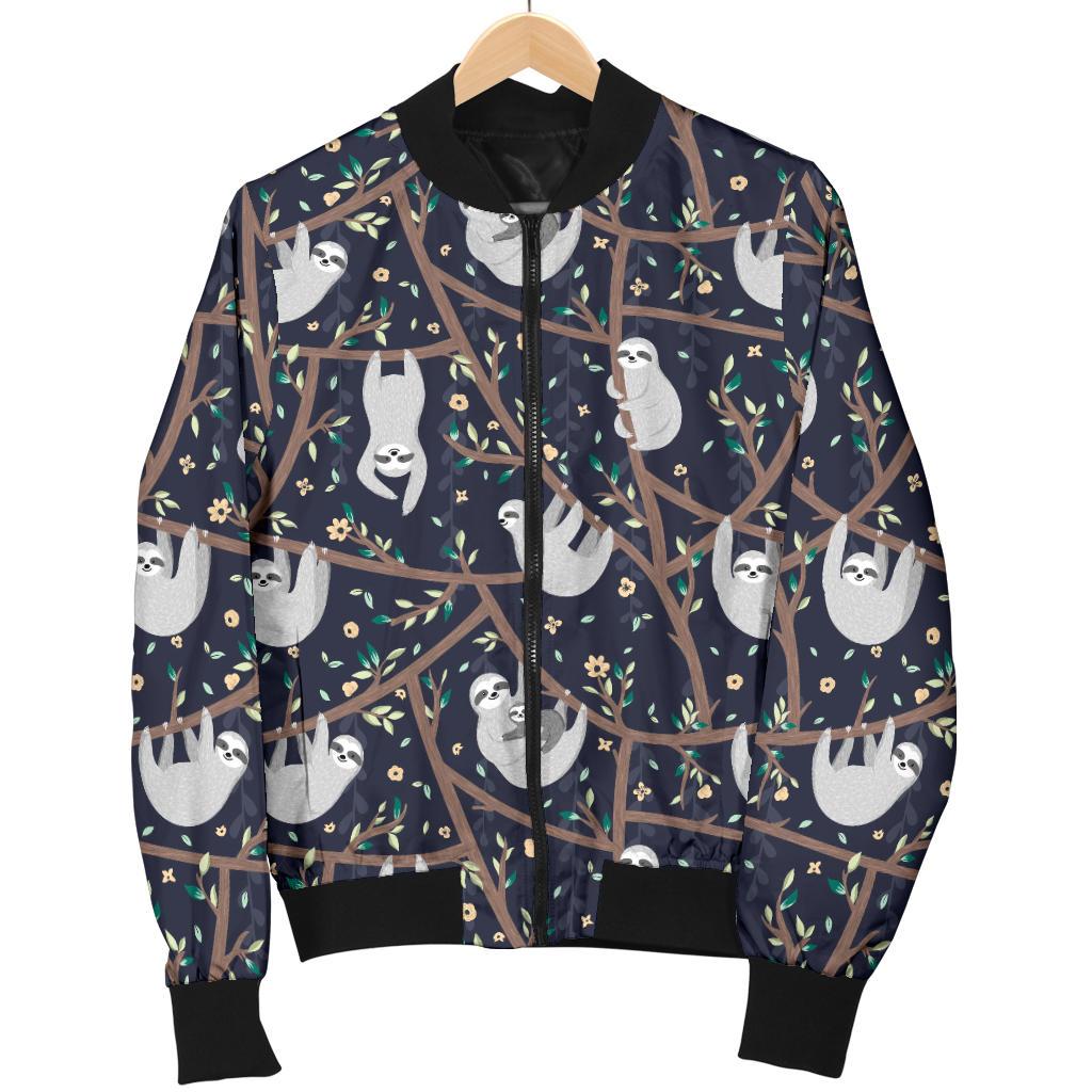 Sloth Happy Design Themed Print Women Casual Bomber Jacket