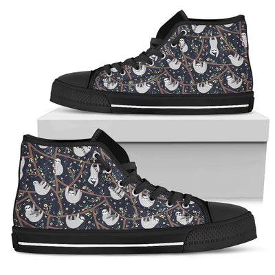 Sloth Happy Design Themed Print Women High Top Shoes