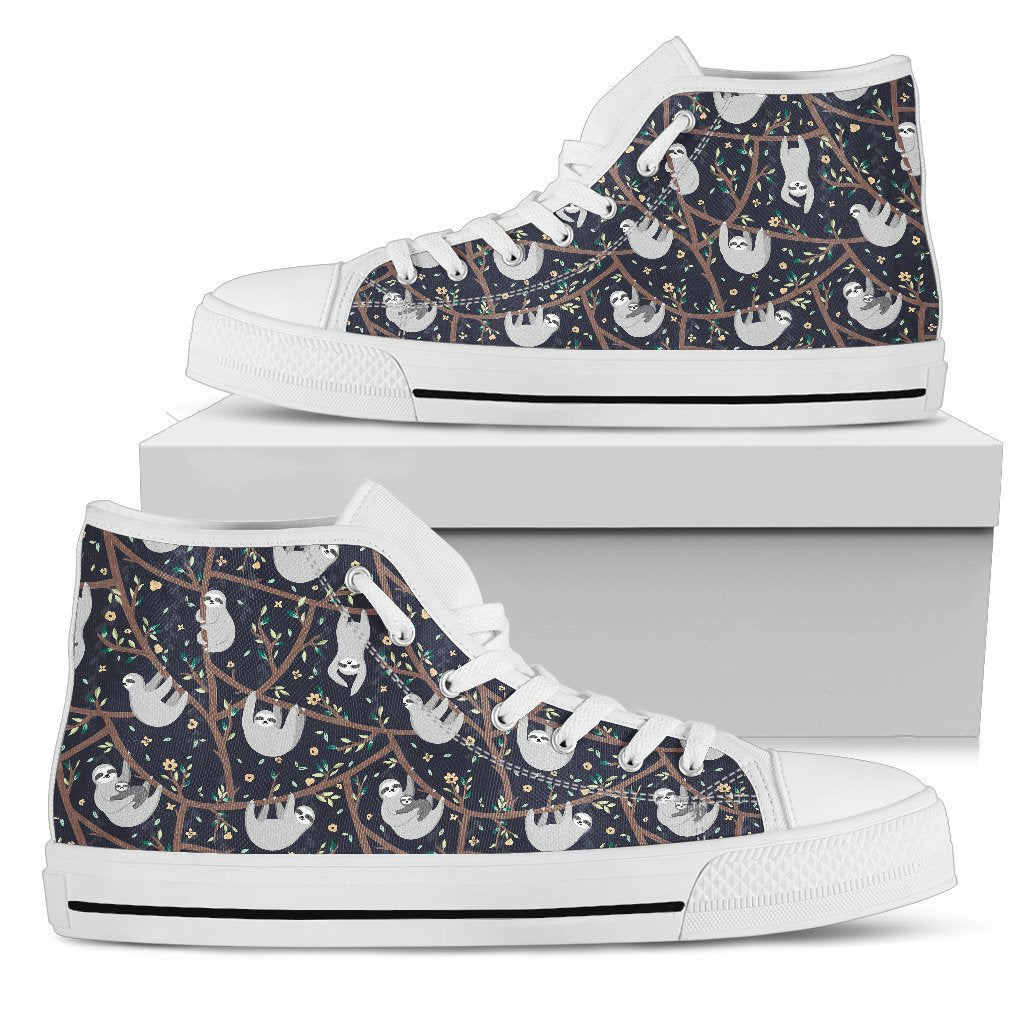 Sloth Happy Design Themed Print Women High Top Shoes