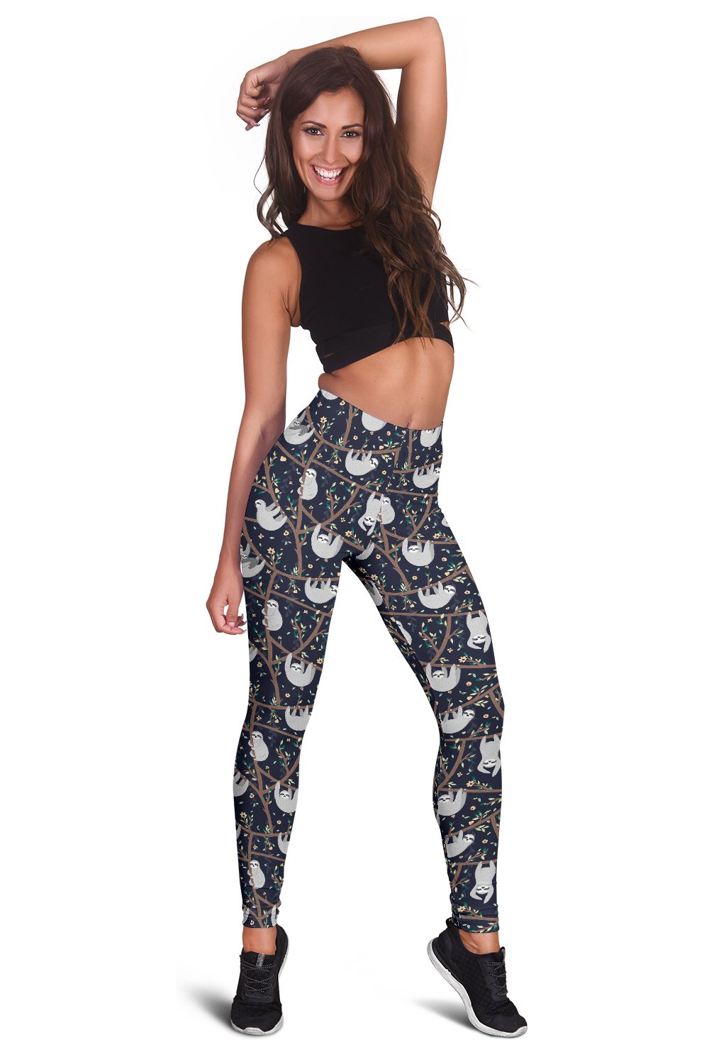 Sloth Happy Design Themed Print Women Leggings