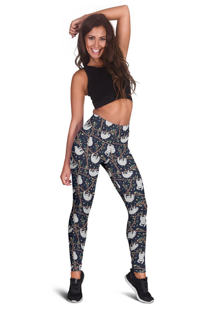 Sloth Happy Design Themed Print Women Leggings