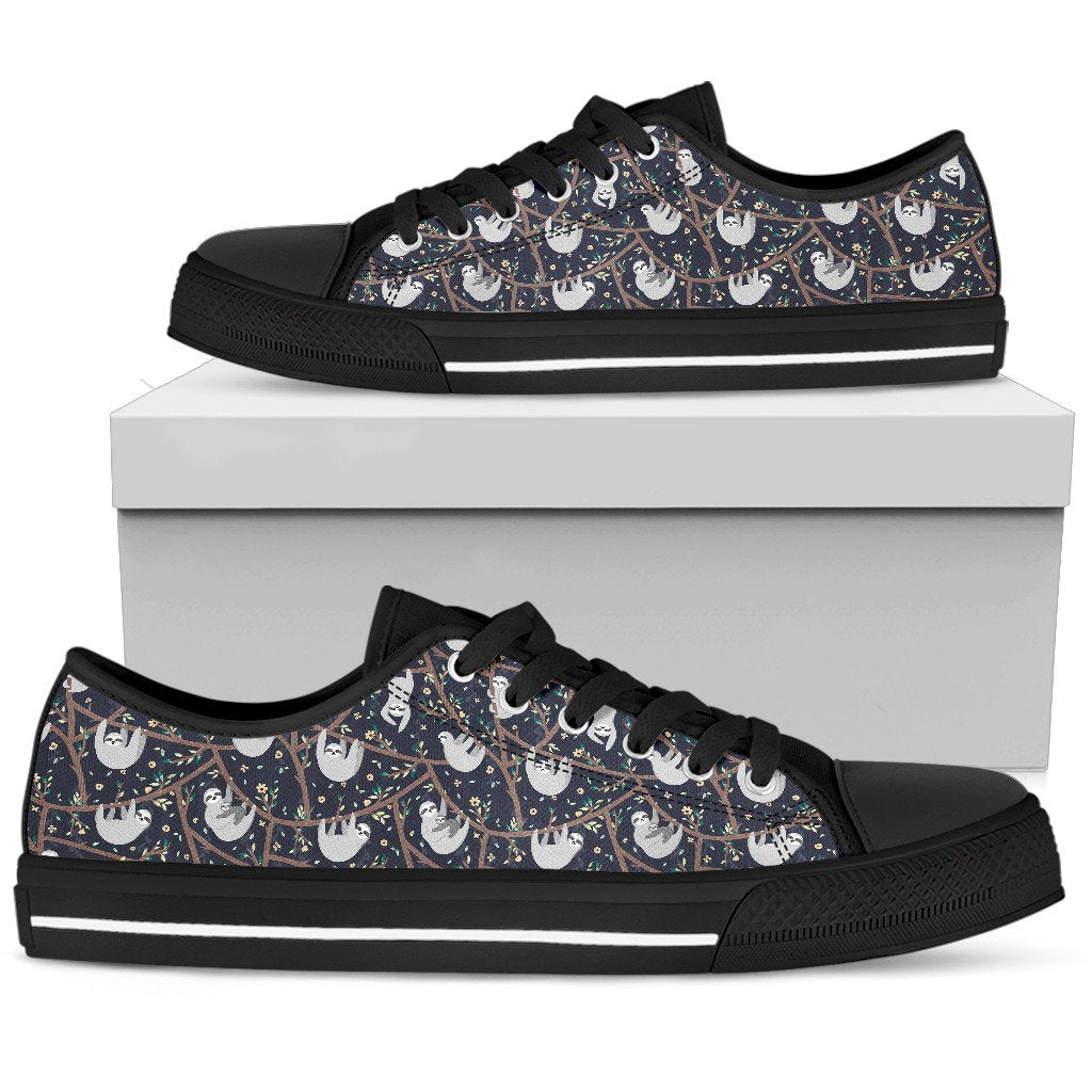Sloth Happy Design Themed Print Women Low Top Shoes-JTAMIGO.COM