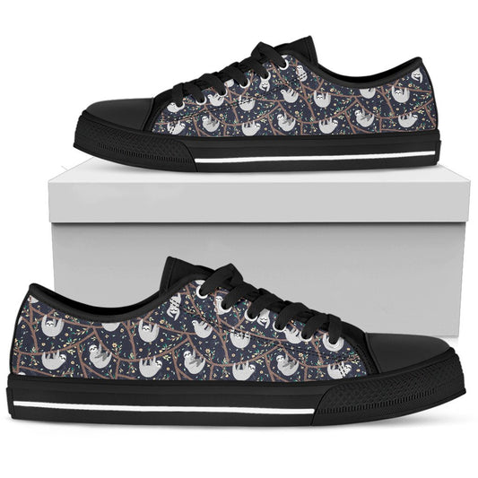 Sloth Happy Design Themed Print Women Low Top Shoes-JTAMIGO.COM